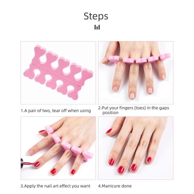 Toe Separators Supplier - Bulk 100pcs Pink Sponge Gel Tools