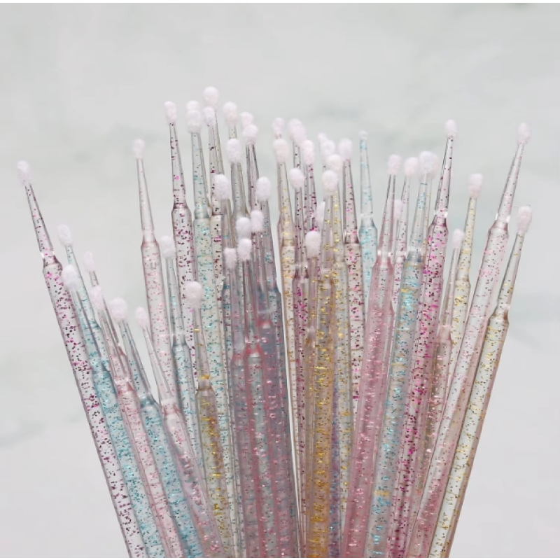 Eyelash Brush Supplier - Bulk Glitter White Micro Swabs