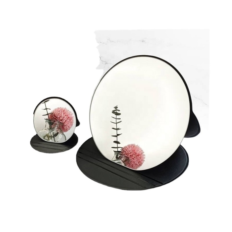 Pocket Mirror Manufacturer - Custom Round Pu Leather Standing