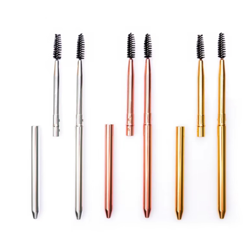 Eyebrow Spoolie Factory - OEM Black Gold Metal Wand