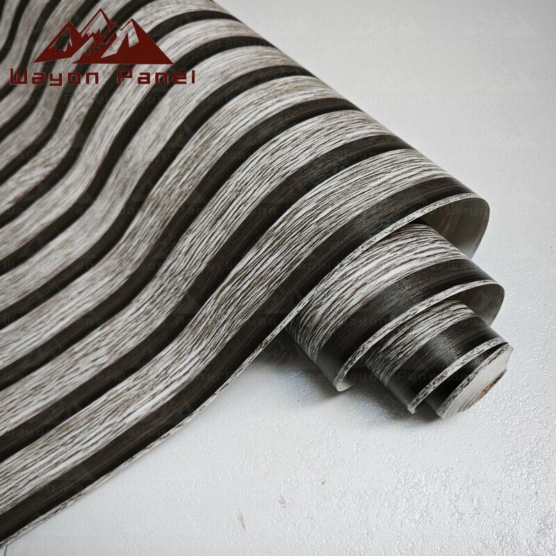 Wallpaper Manufacturer - Hot Selling Design Wood PVC Stripe Self-adhesive Foil