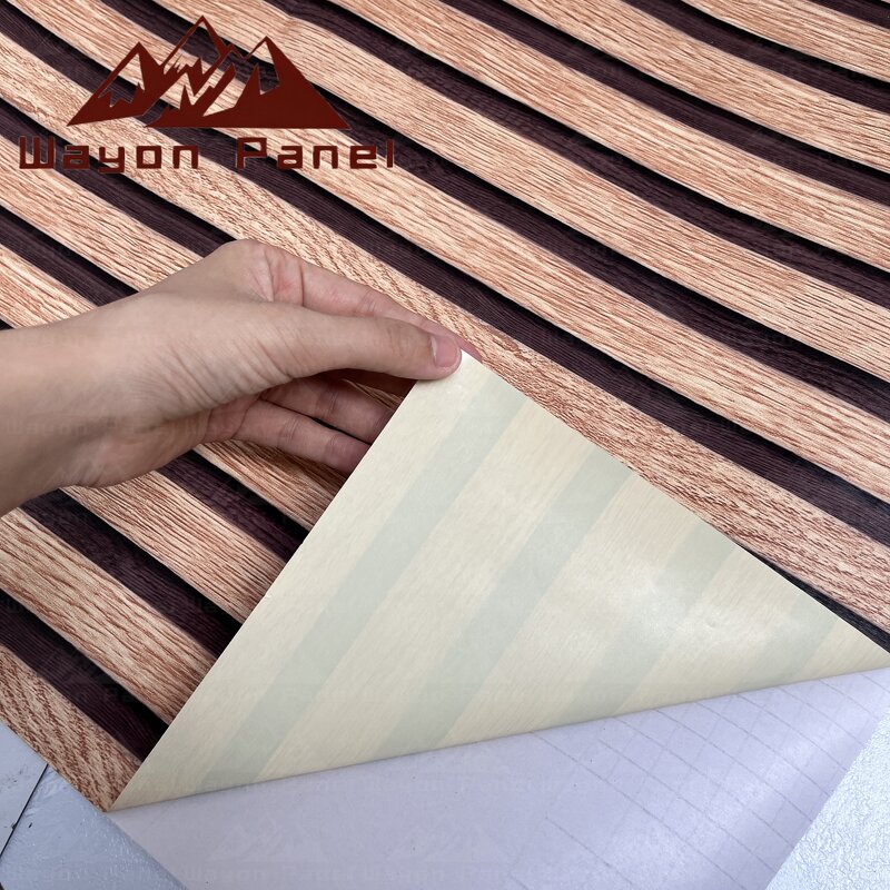 Wallpaper Manufacturer - Hot Selling Design Wood PVC Stripe Self-adhesive Foil