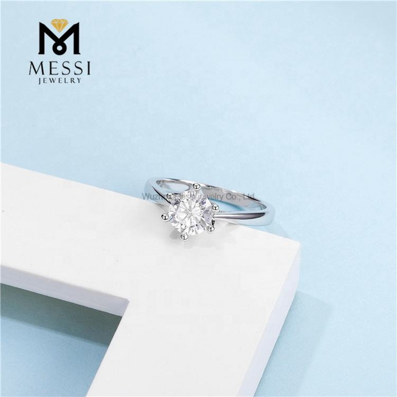Moissanite Ring Factory - OEM White Gold Plated
