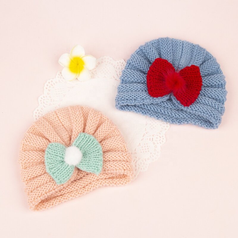 Baby Hat Factory - Unisex Toddler Knitted Warm Pom Turban Hats