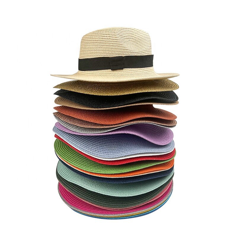 Panama Hat Manufacturer - Unisex Fedora Straw Sun Hat with Ribbon