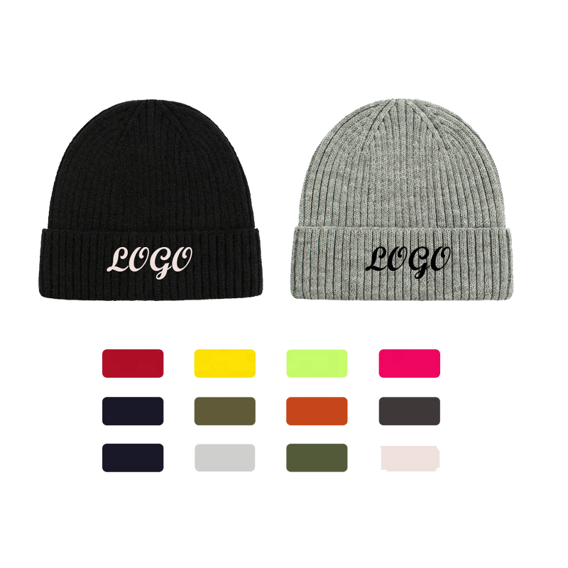 Knit Beanie Factory - Embroidered Patch Logo Cuffed Yellow Beanie