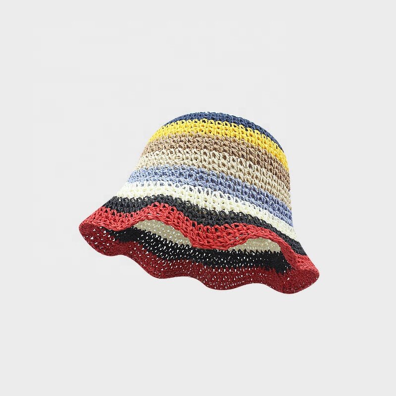Straw Hat Manufacturer - Colorful Crochet Raffia Visor Beach Hat