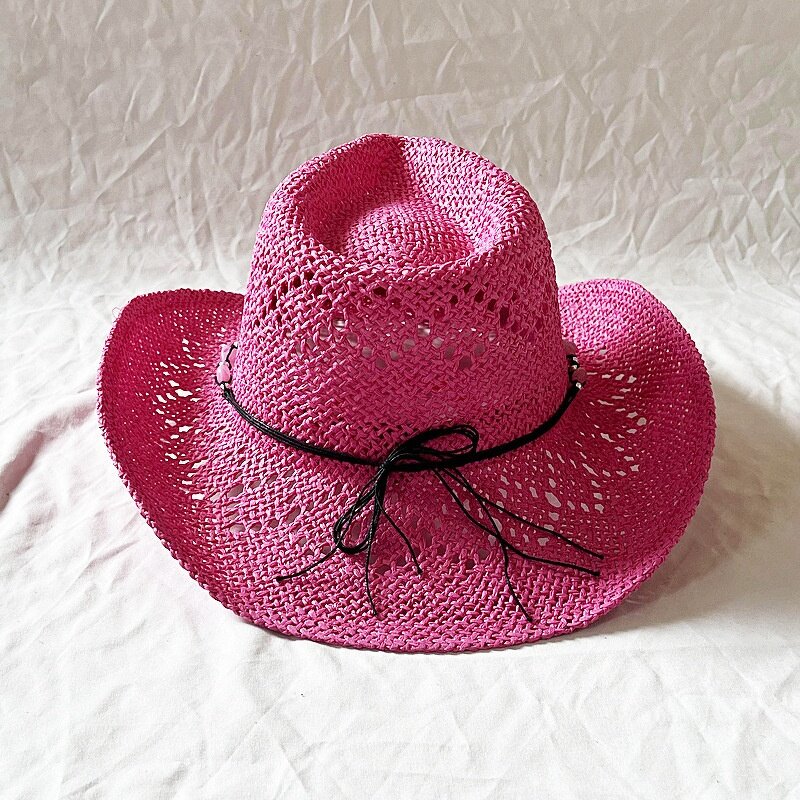 Straw Cowboy Hat Factory - Love Beaded Hand-hollowed Wide Brim Hat