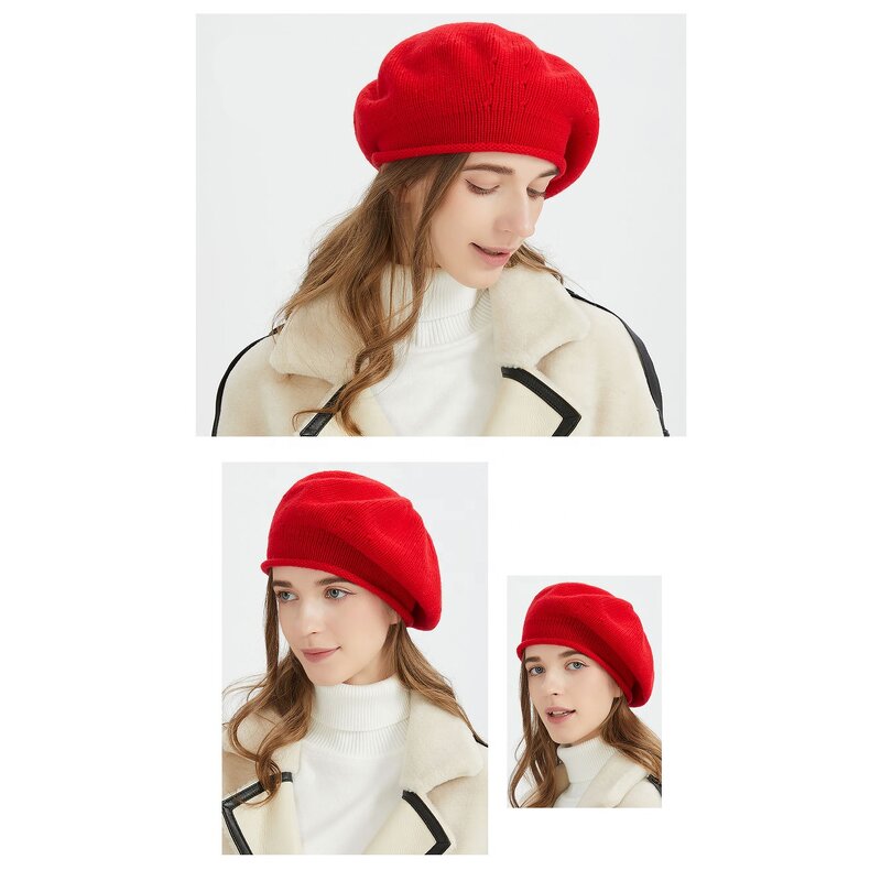 Wool Beret Manufacturer - High Quality 100% Wool Red Ladies Cap