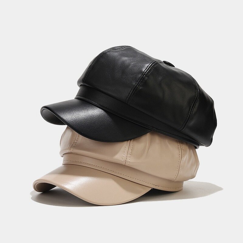 PU Leather Beret Manufacturer - Octagonal Windproof Warm Sun Hat Casual