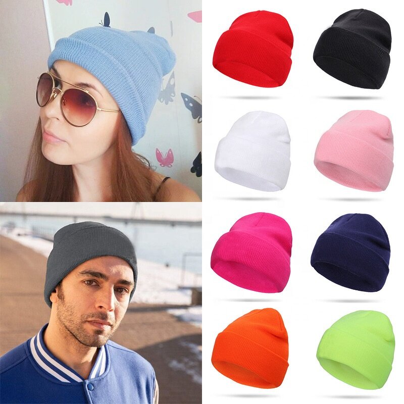 Beanie Manufacturer - Wholesale 61 Colors Leather Patch Knit Hat
