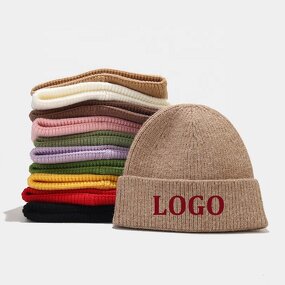 Crochet Beanie Factory - Customized Pink Embroidery Logo Women Hat