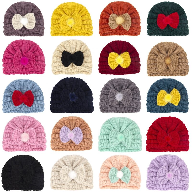 Baby Hat Factory - Unisex Toddler Knitted Warm Pom Turban Hats