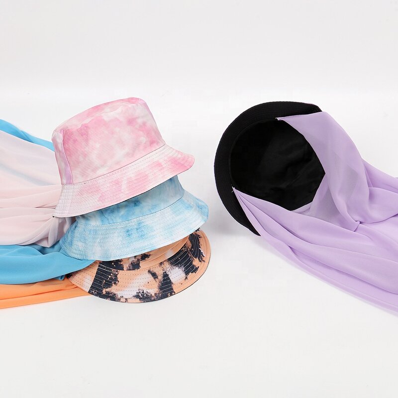 Hijab Set Factory - Tye Dye Chiffon Matching Bucket Hat Muslim