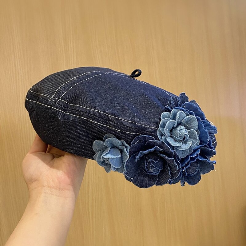 Denim Beret Manufacturer - Blooming Blue Floral Effortlessly Chic