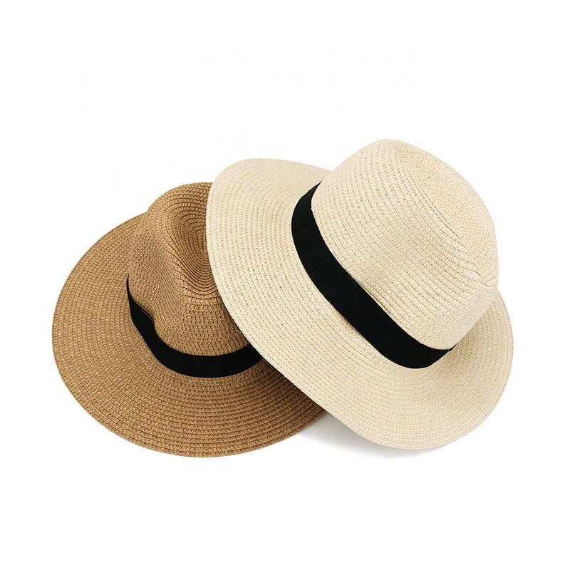 Panama Hat Manufacturer - Unisex Fedora Straw Sun Hat with Ribbon
