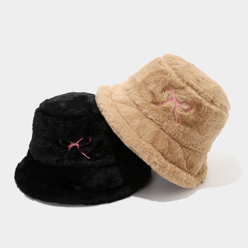 Women Hat Manufacturer - European American Fashion Bow Embroidered Plush
