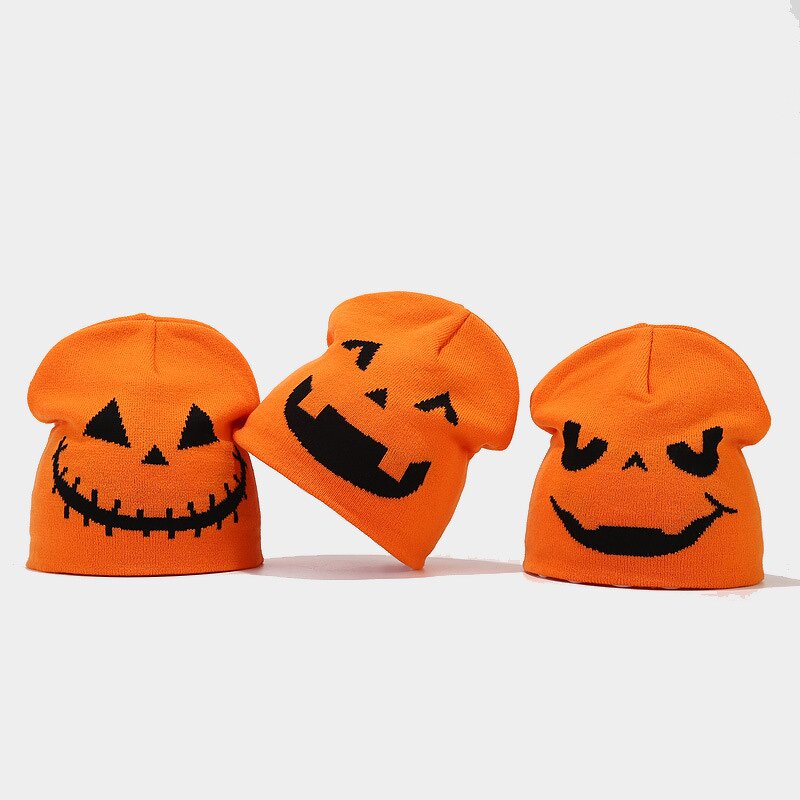 Knitted Pullover Hat Factory - Funny Pumpkin Skull Jacquard Halloween