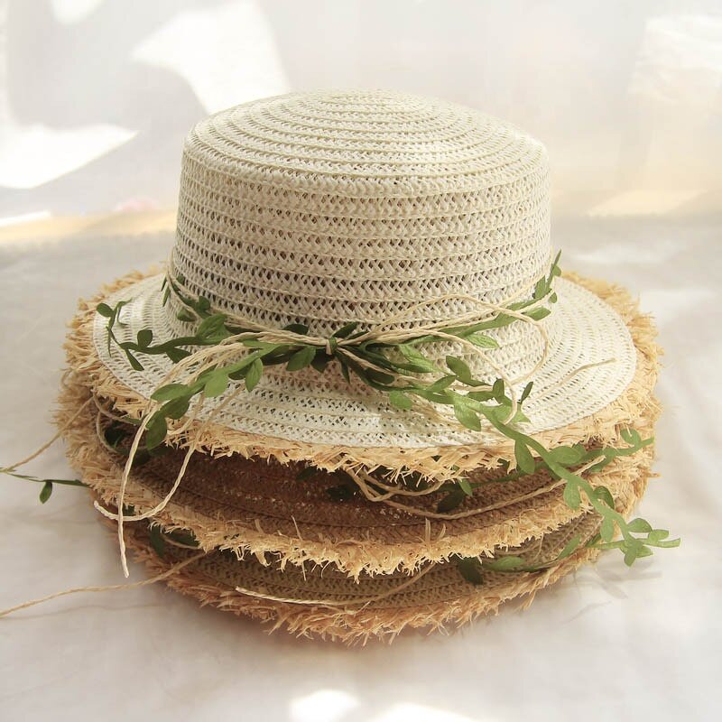 Straw Hat Factory - Summer Sunshade Beach Rattan Bow Ladies Hat