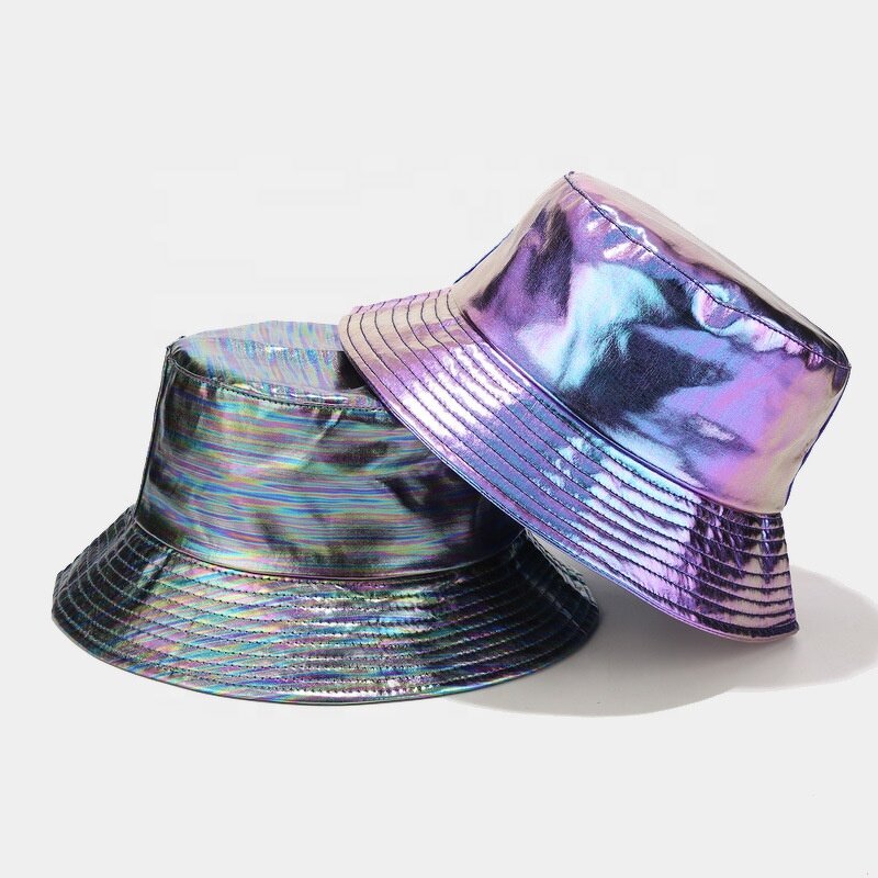 Bucket Hat Factory - PU Leather Shiny Embroidered Oversized Hat