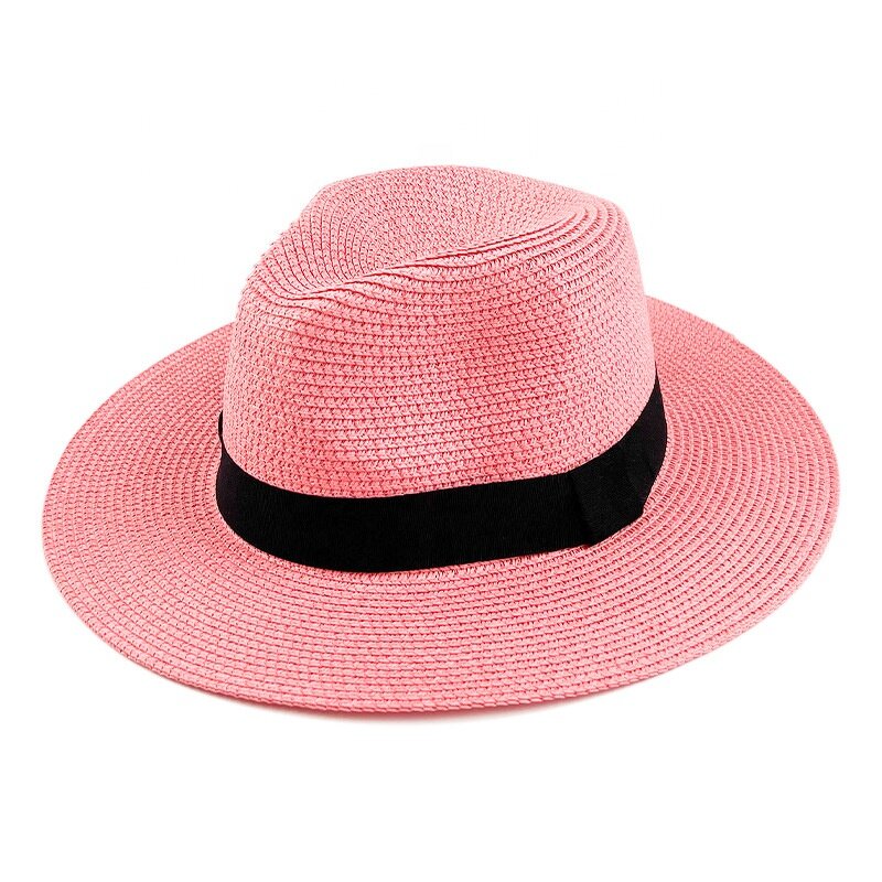 Panama Hat Manufacturer - Unisex Fedora Straw Sun Hat with Ribbon