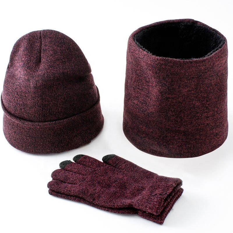 Winter Set Manufacturer - Wholesale 3Pcs Knitted Hat Scarf Gloves