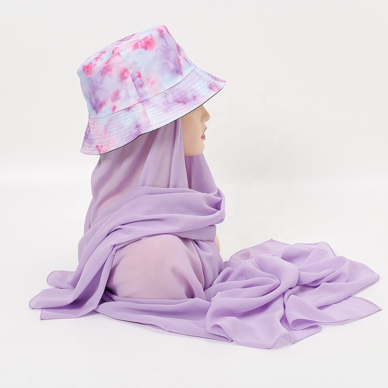 Hijab Set Factory - Tye Dye Chiffon Matching Bucket Hat Muslim
