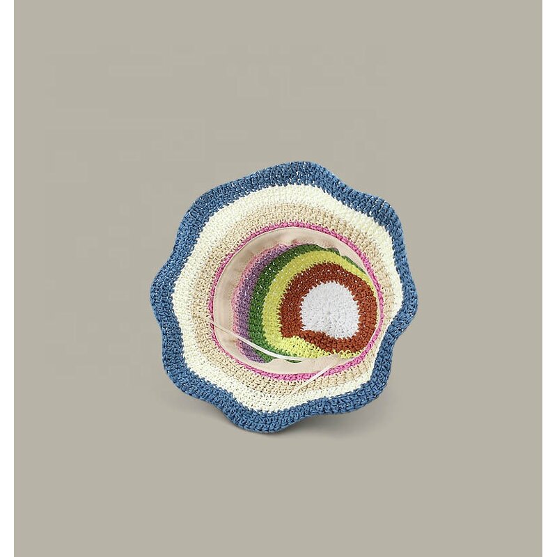 Straw Hat Manufacturer - Colorful Crochet Raffia Visor Beach Hat