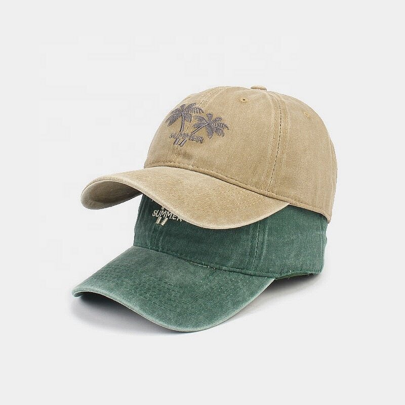 Baseball Cap Factory - Vintage Cotton Embroidered Coconut Tree Cap