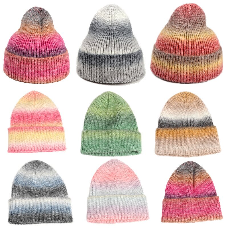 Knitted Beanie Manufacturer - Acrylic Gradient Tie Dye Skull Cap