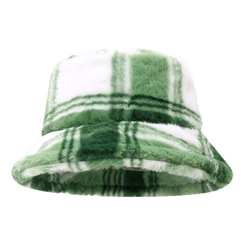 Plush Fisherman Hat Manufacturer - Plaid Thickened Outdoor Warm Sun Hat
