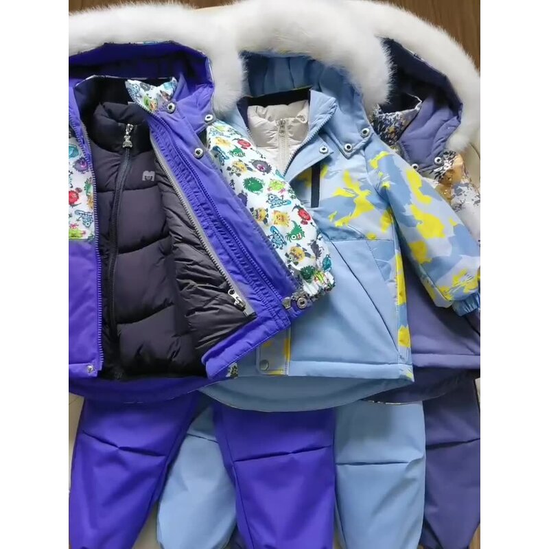 Ski Suit Set Factory - Windproof Print Hooded Waterproof Kids Set