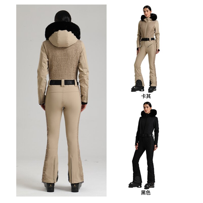 Ski Suit Factory - Women Winter Jumpsuit Faux Fur Hoodies Plus Size