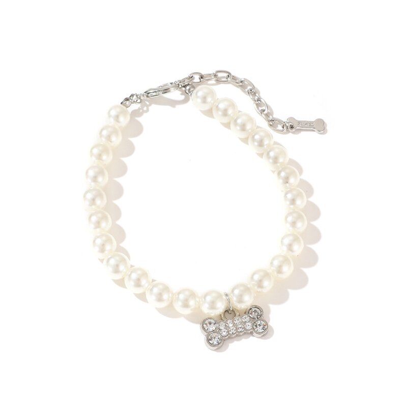 Small Dog Accessories Factory - Luxury Leather Pearl Leash Crystal