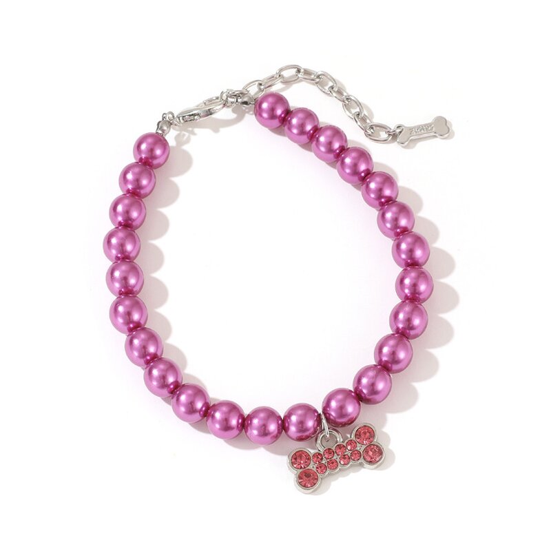 Small Dog Accessories Factory - Luxury Leather Pearl Leash Crystal