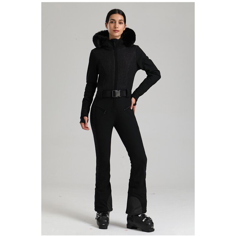 Ski Suit Factory - Women Winter Jumpsuit Faux Fur Hoodies Plus Size