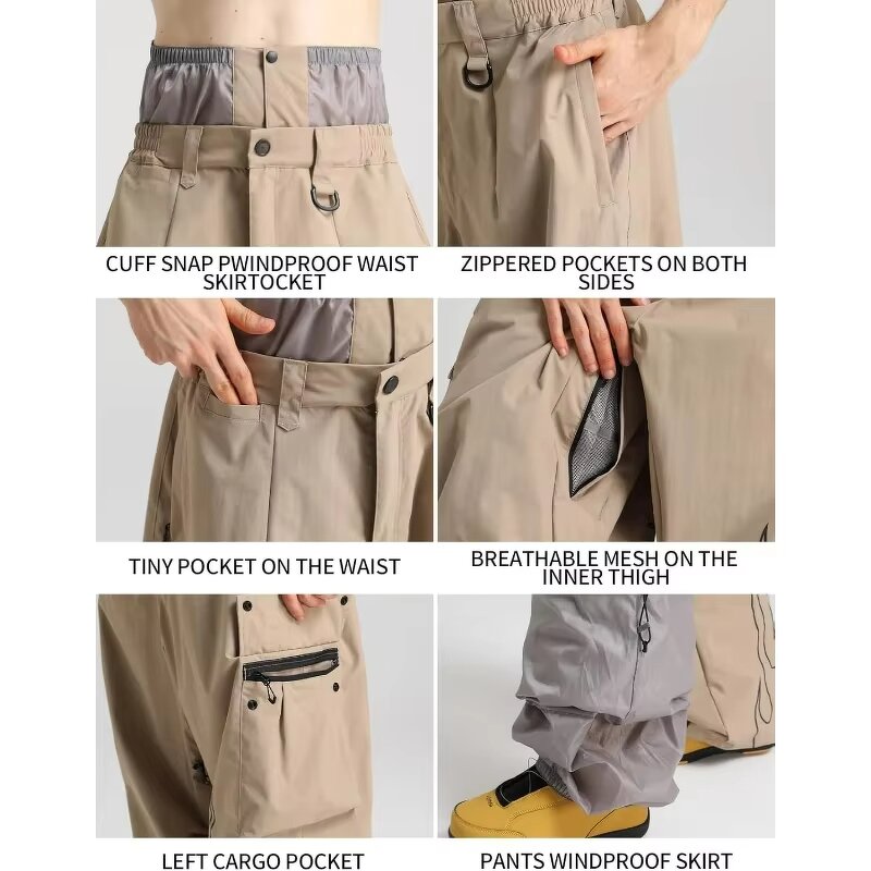 Snowboard Pants Manufacturer - Reflective Flame Graphic Baggy Cargo