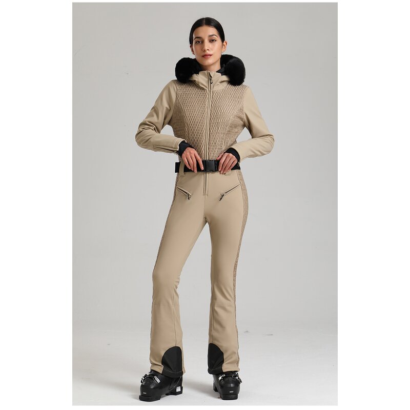 Ski Suit Factory - Women Winter Jumpsuit Faux Fur Hoodies Plus Size