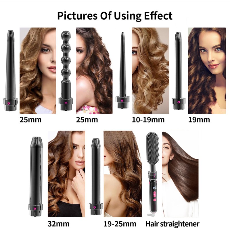 Hair Curler Factory - Rotating Heating 7 in 1 Interchangeable Wand