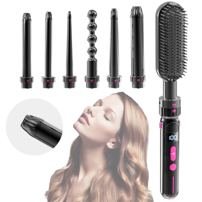 Curling Wand Set Factory - 7 in 1 Dual Voltage with Flat Iron