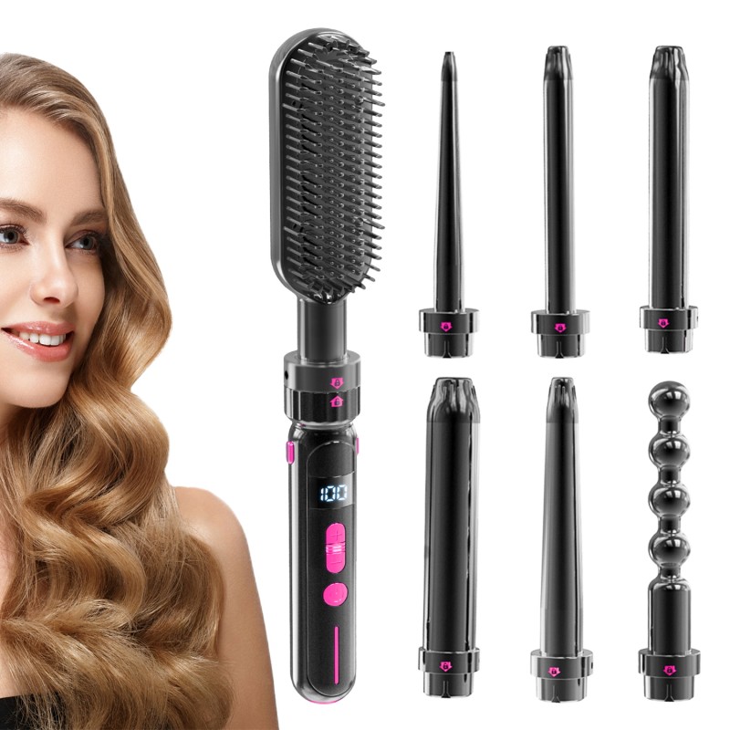 Curling Wand Set Factory - 7 in 1 Dual Voltage with Flat Iron