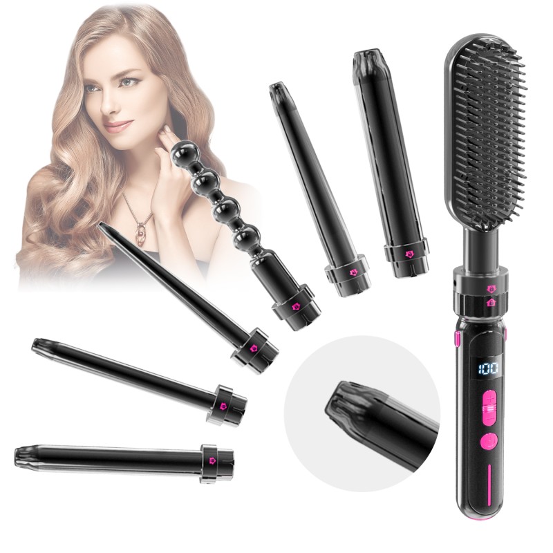 Curling Wand Set Factory - 7 in 1 Dual Voltage with Flat Iron