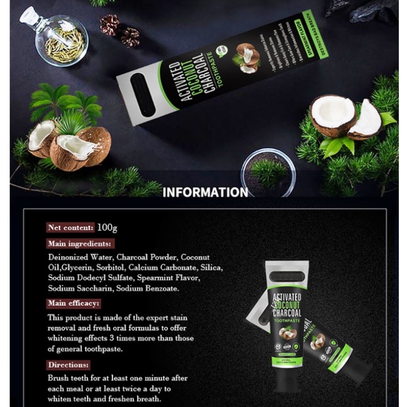 Toothpaste Manufacturer - Approved Coconut Charcoal 100g Oral Care