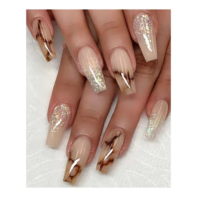 Press on Nails Manufacturer - Extreme Long Coffin Rhinestone Glitter