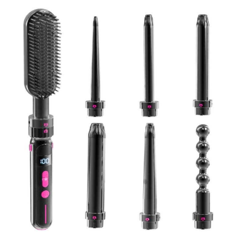 Curling Wand Set Factory - 7 in 1 Dual Voltage with Flat Iron