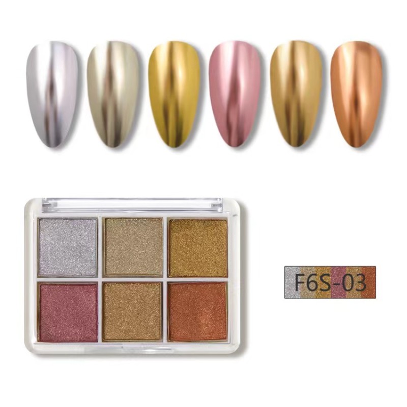 Nail Powder Factory - High Quality 6-Color Metallic Mirror Glitter