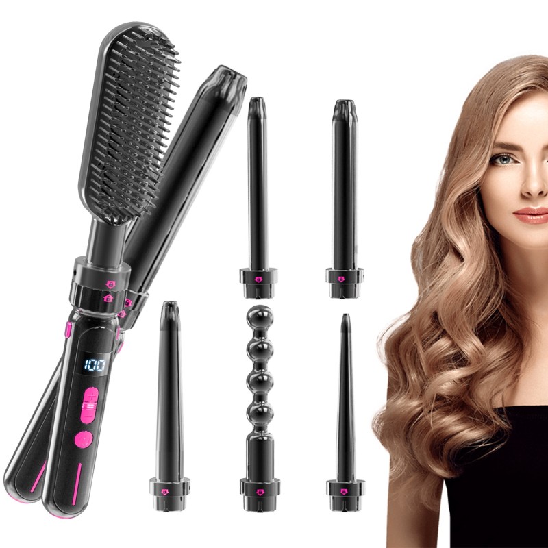 Curling Wand Set Factory - 7 in 1 Dual Voltage with Flat Iron