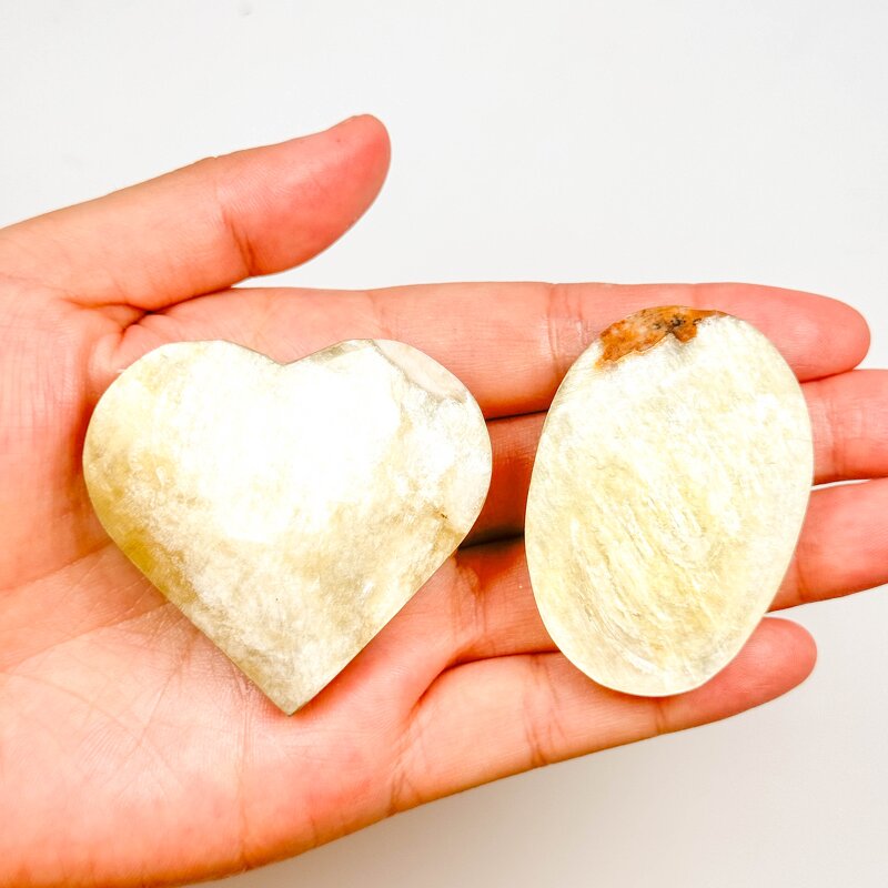 Palm Stone Manufacturer - Good Grade Golden Mica Hearts Lepidolite