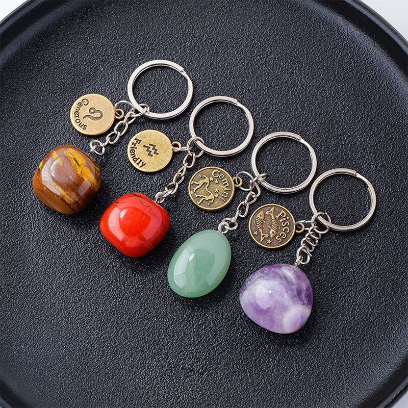 Crystal Keychain Manufacturer - 12 Constellations Natural Beads