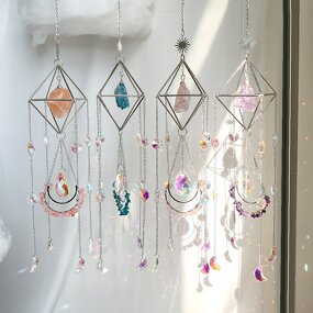 Crystal Suncatcher Manufacturer - Diamond Shape Natural Pendant